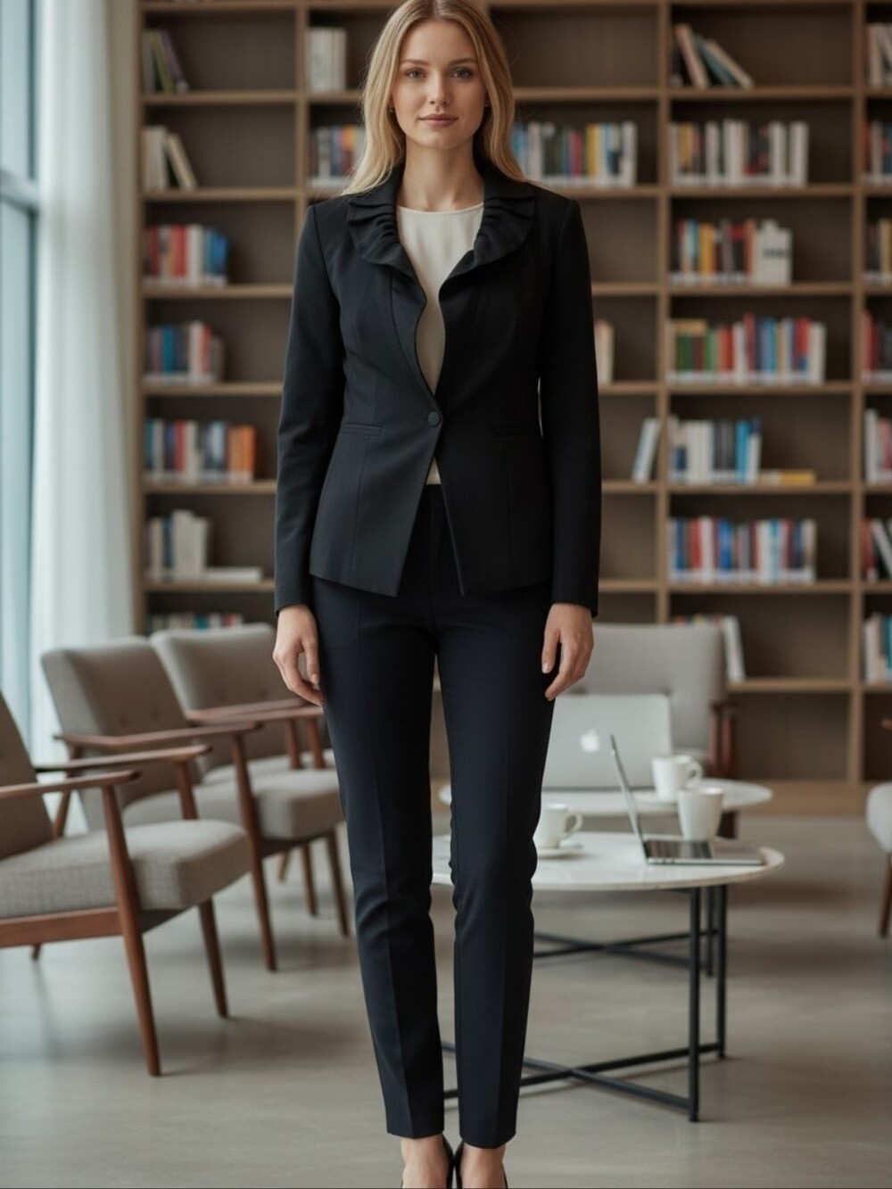 White House Black Market Black Tailored Blazer Single Button Size M